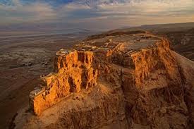 aerial photo of Masada from north west against a late afternoon sky